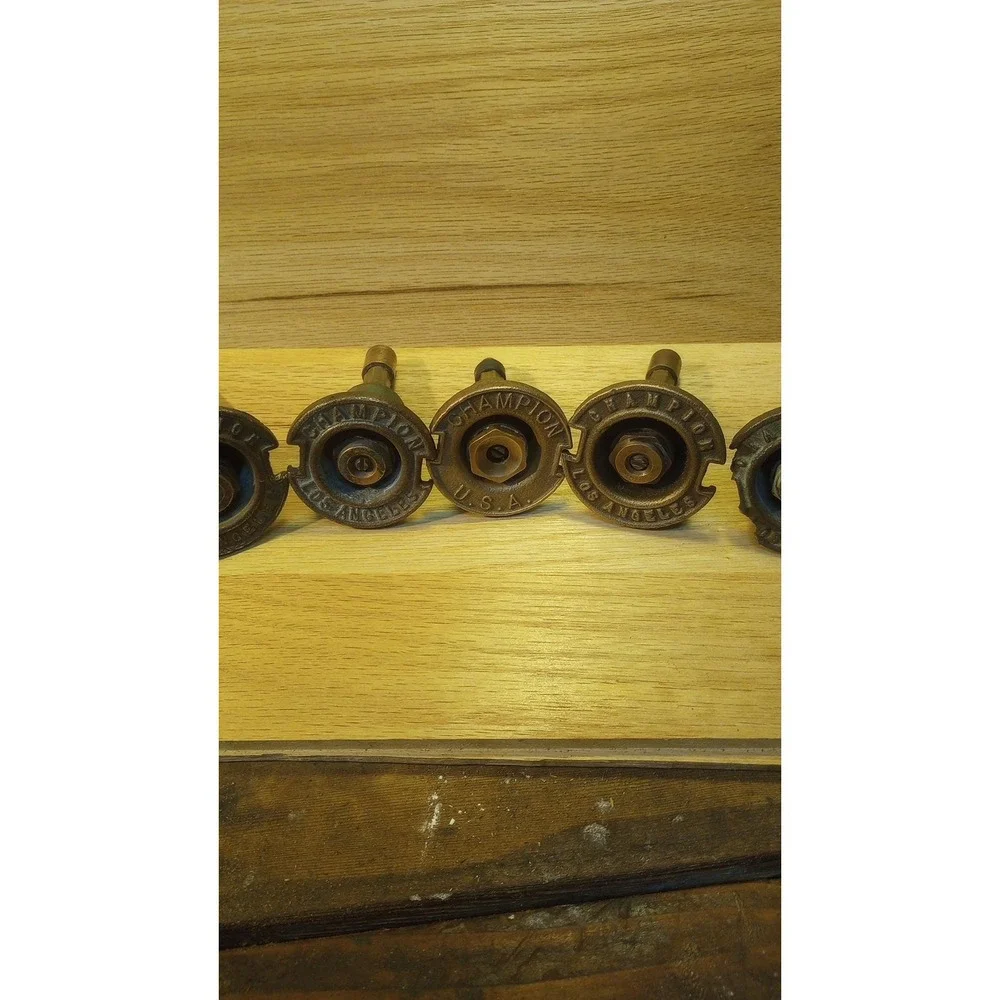 Master Restorer Set: 5 Polished Champion LA Brass Sprinkler Heads & Original...